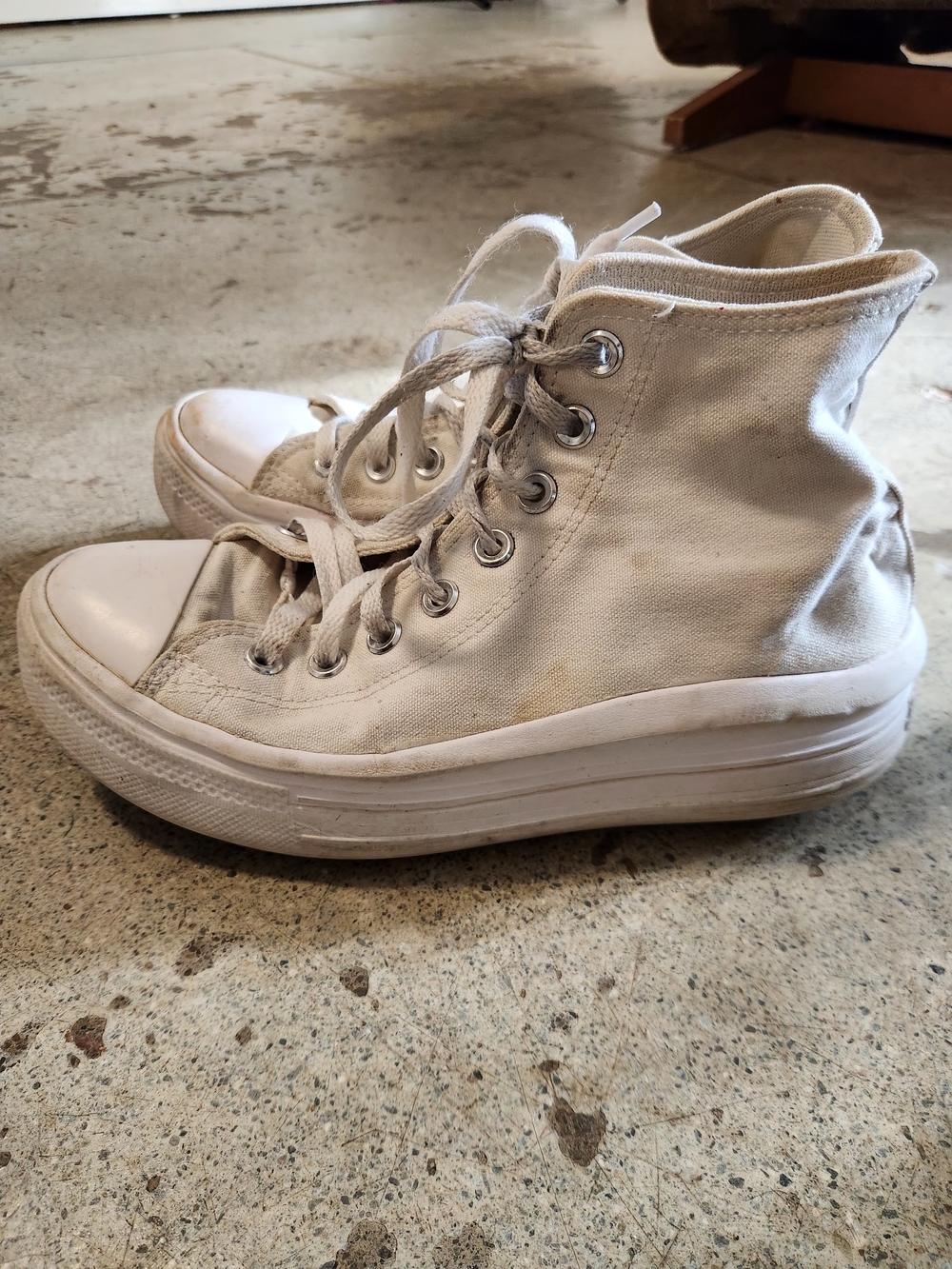 Converse High-Top Platform Sneakers in Off-White